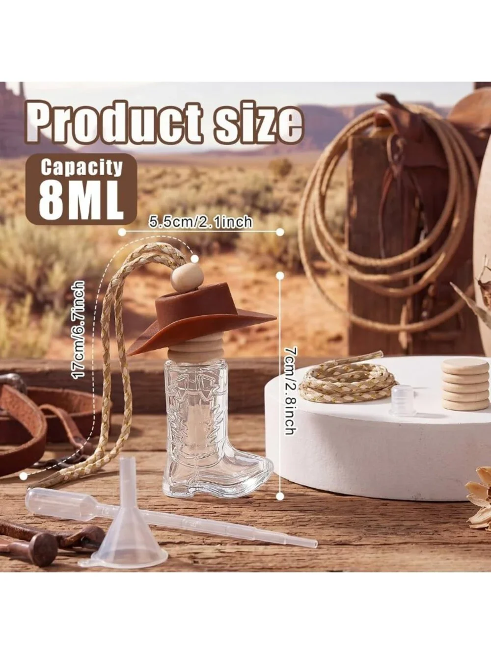 20 Pcs Cowboy Boot Air Freshener Diffuser Set, Refillable Glass Hanging